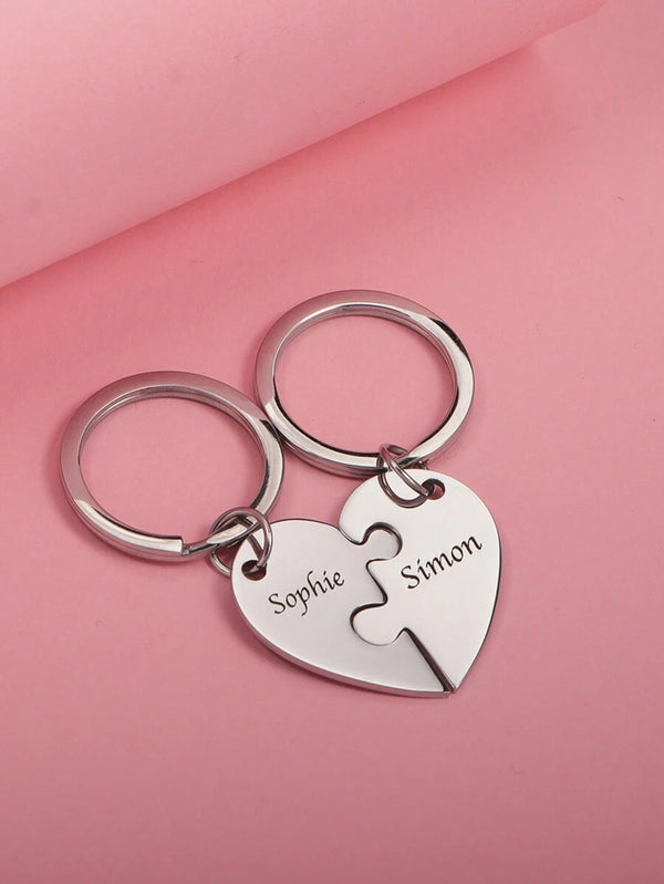 55 Customized Keychain 2 Hearts