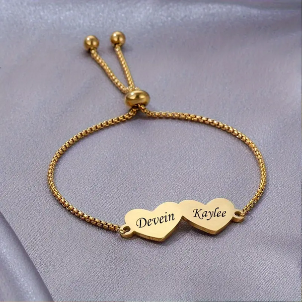 13 Customized Bracelet Two Hearts